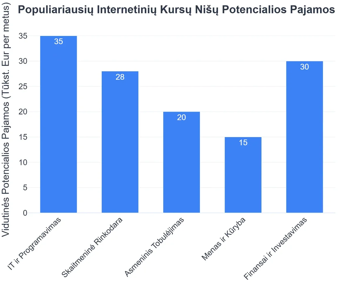 Populiariausių Internetinių Kursų Nišų Potencialios Pajamos