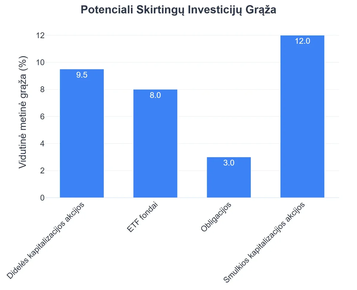 Potenciali Skirtingų Investicijų Grąža