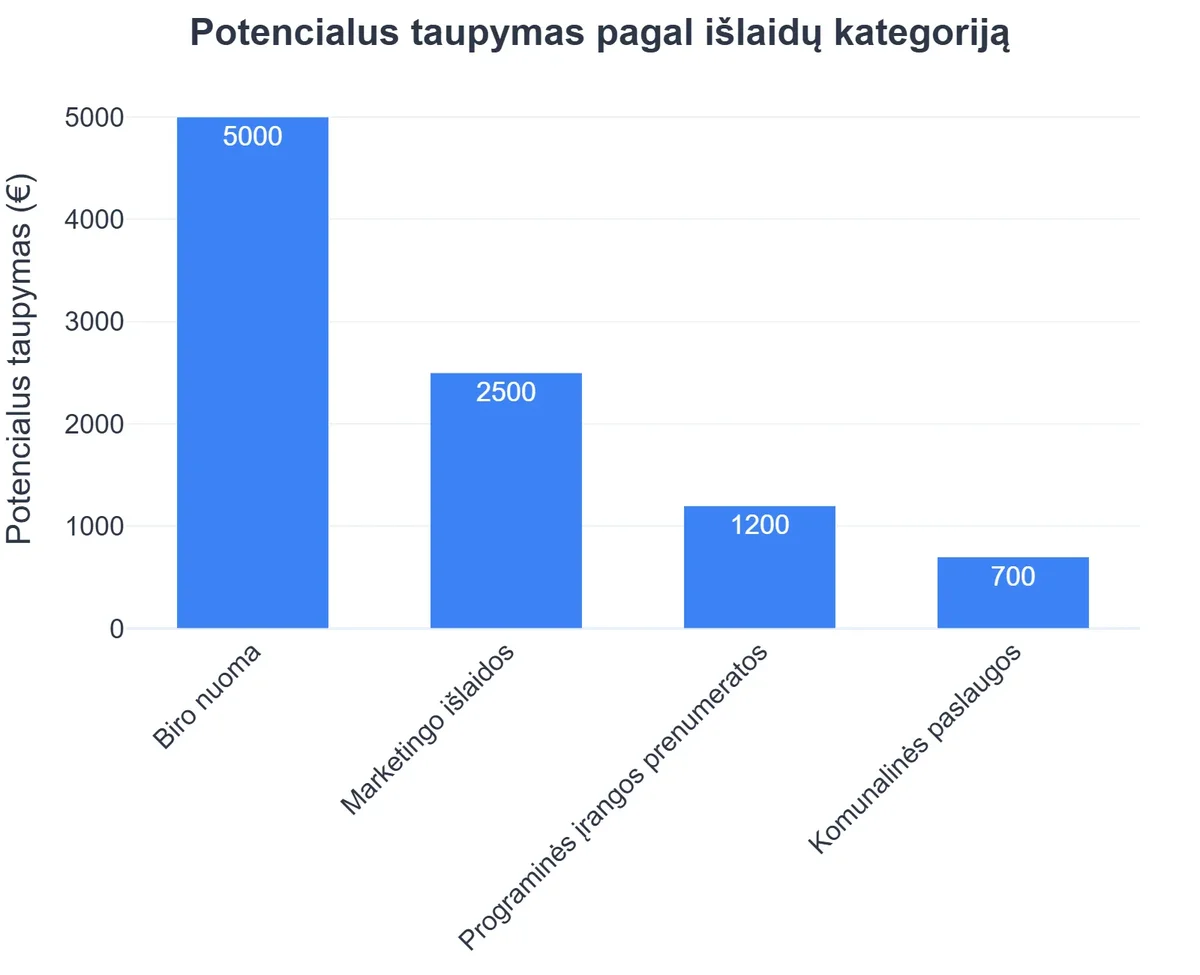 Potencialus taupymas pagal išlaidų kategoriją