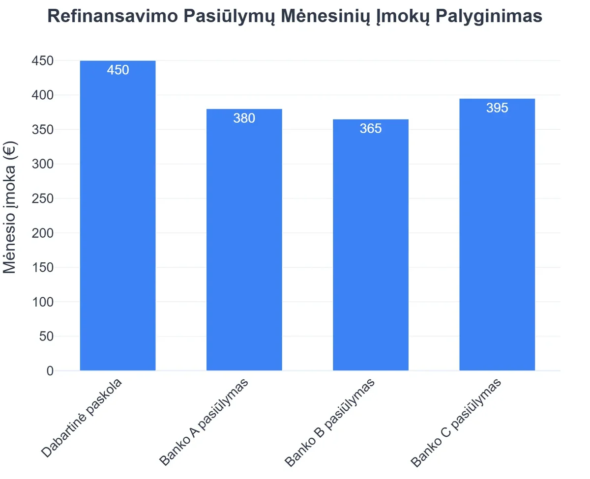 Refinansavimo Pasiūlymų Mėnesinių Įmokų Palyginimas