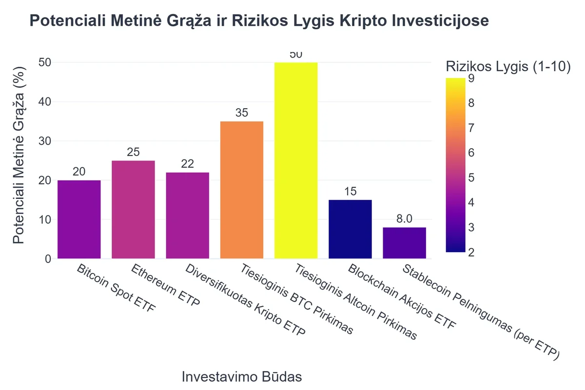 Potenciali Metinė Grąža ir Rizikos Lygis Kripto Investicijose