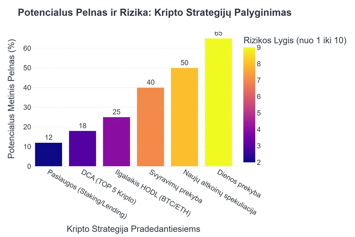 Potencialus Pelnas ir Rizika: Kripto Strategijų Palyginimas