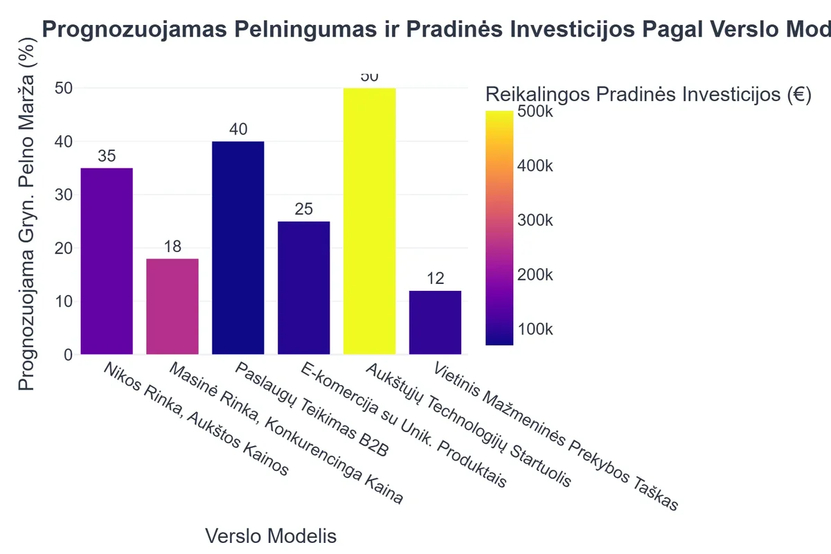 Prognozuojamas Pelningumas ir Pradinės Investicijos Pagal Verslo Modelį
