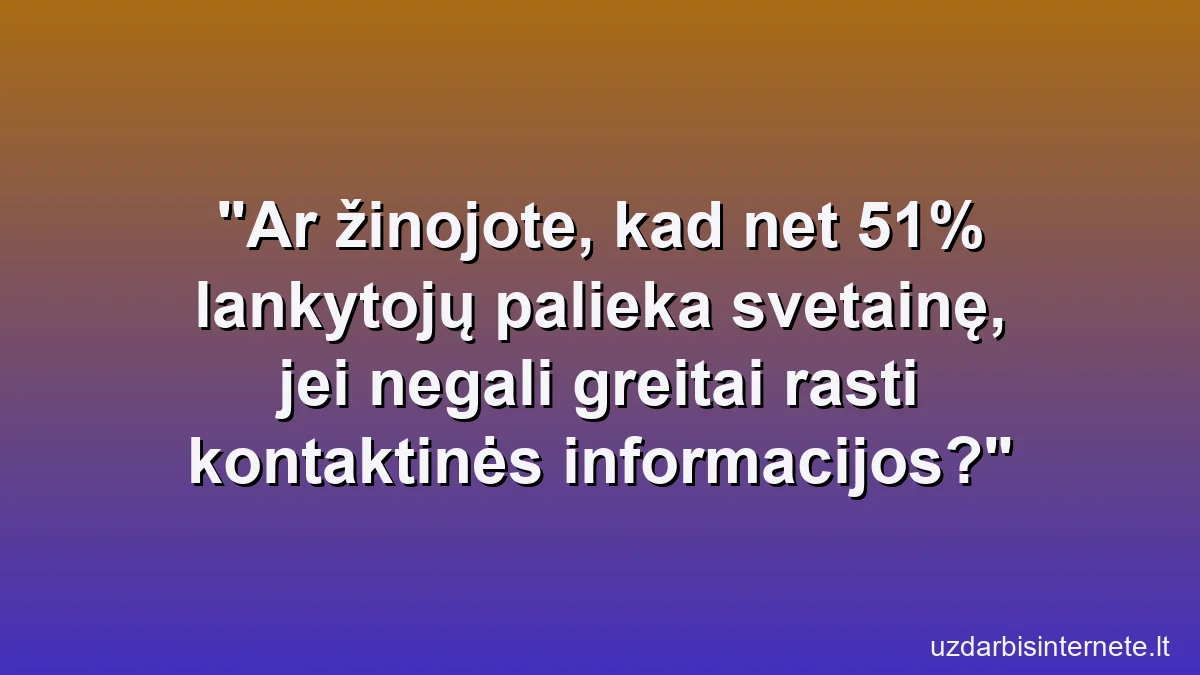 Ar žinojote, kad net 51% lankytojų palieka svetainę, jei negali greitai rasti kontaktinės informacijos?