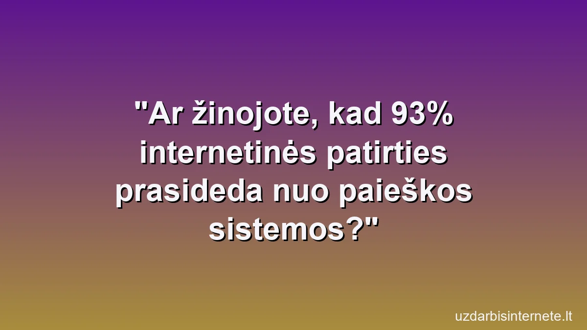 Ar žinojote, kad 93% internetinės patirties prasideda nuo paieškos sistemos?