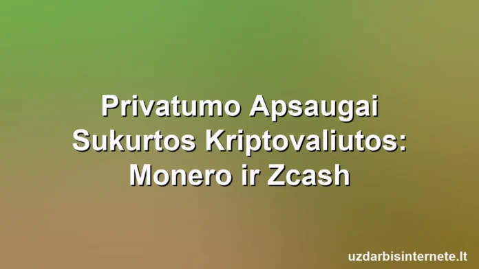 Kriptovaliutos simboliai „Monero“ ir „Zcash“ už žėrinčio skaitmeninio privatumo skydo.