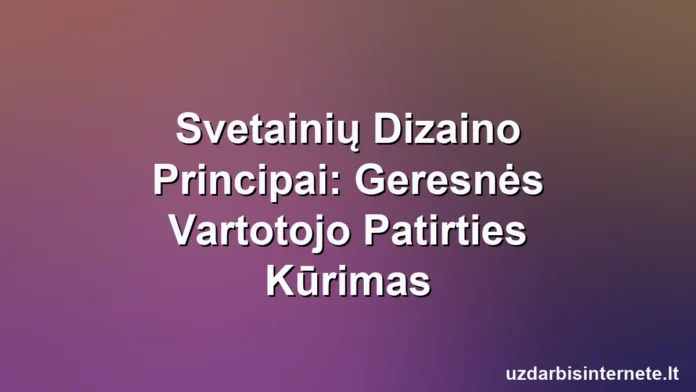 Švarus svetainės išdėstymas monitoriuje, kuriame yra subalansuota vaizdinė hierarchija, harmoningos spalvos ir įskaitomi šriftai.