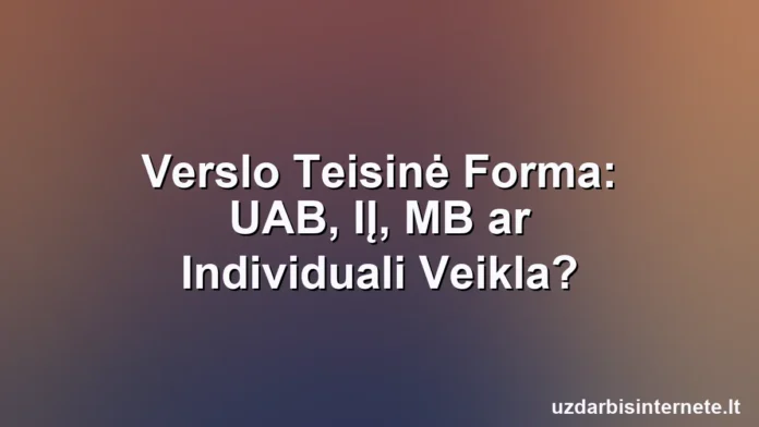 Ranka pasirenka tarp skirtingų teisinių formų, tokių kaip UAB, MB ir individuali veikla.