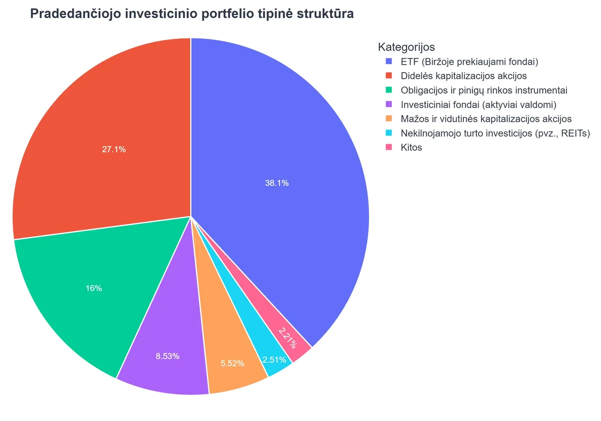 Pradedančiojo investicinio portfelio tipinė struktūra