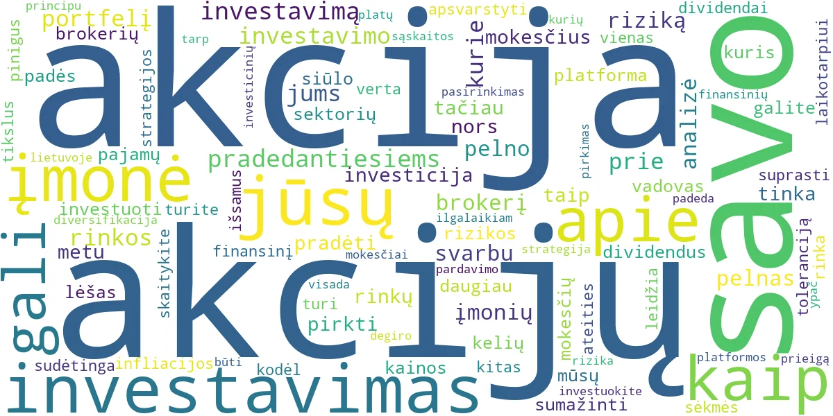 Word cloud for article: Akcijų Investavimas Pradedantiesiems: Išsamus Vadovas