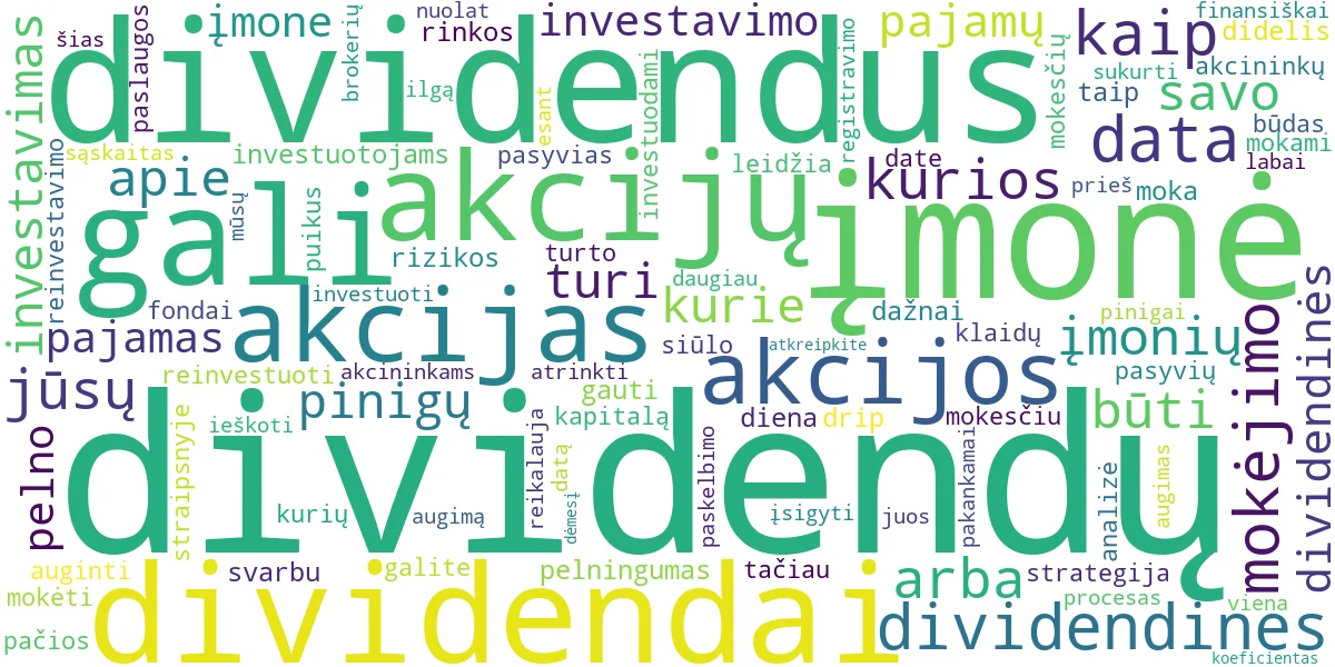 Word cloud for article: Dividendinės Akcijos: Kaip Užsidirbti Pasyvių Pajamų iš Akcijų Dividendų