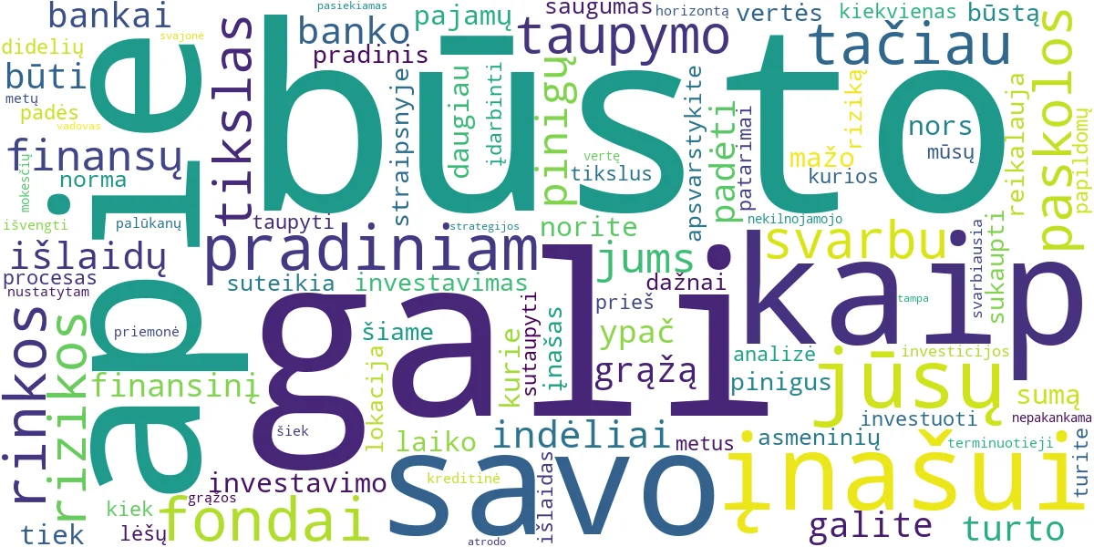 Word cloud for article: Investavimas Būsto Pradžiamoksliui: Strategijos ir Patarimai