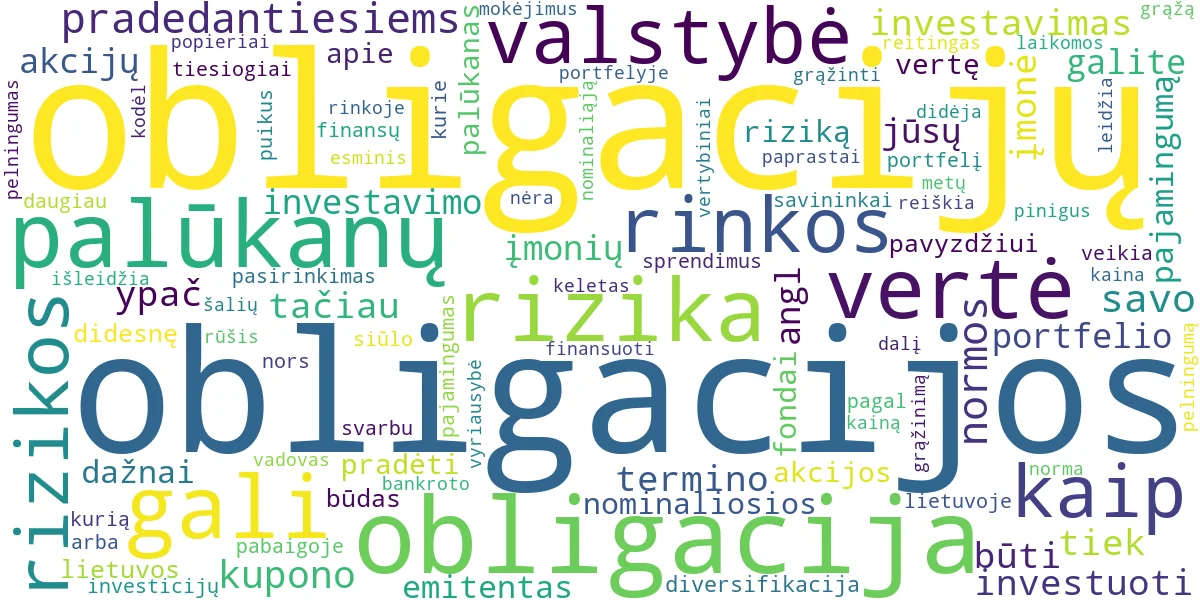 Word cloud for article: Investavimas į Obligacijas: Vadovas Pradedantiesiems