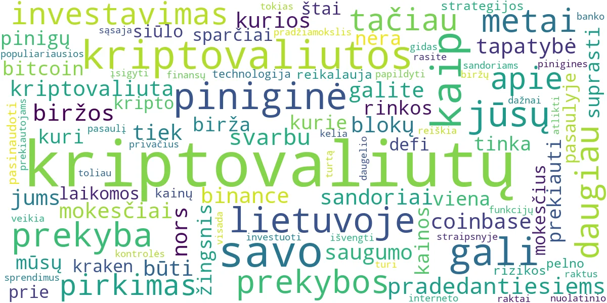 Word cloud for article: Kriptovaliutų Pradžiamokslis 2026: Pirkimas, Prekyba ir Investavimas Lietuvoje