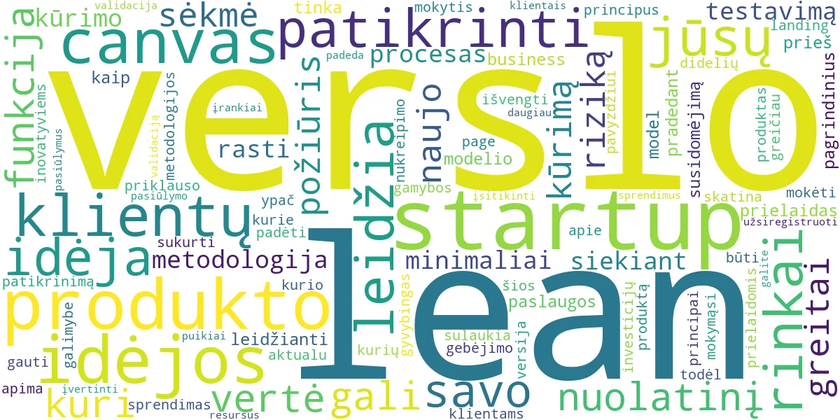Word cloud for article: Lean Startup: Greitas Verslo Idėjos Tikrinimas
