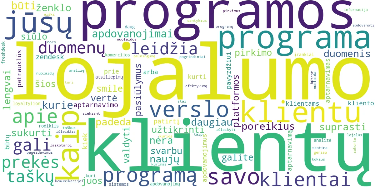 Word cloud for article: Lojalumo Programos Sukūrimas: Patarimai ir Pavyzdžiai