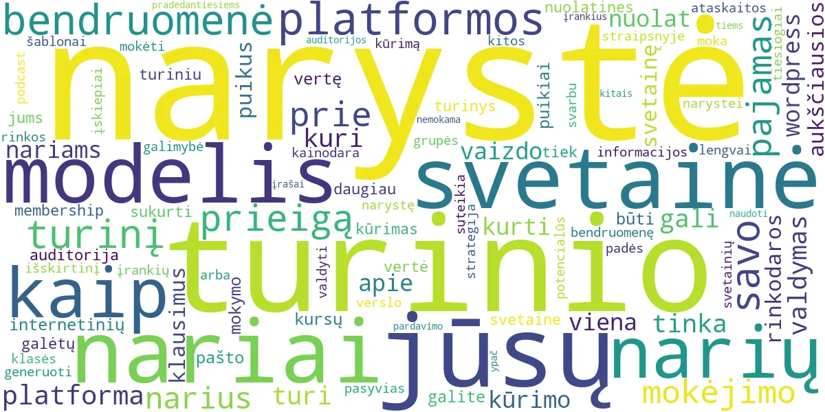 Word cloud for article: Narystės Svetainės Sukūrimas ir Valdymas: Išsamus Gidas