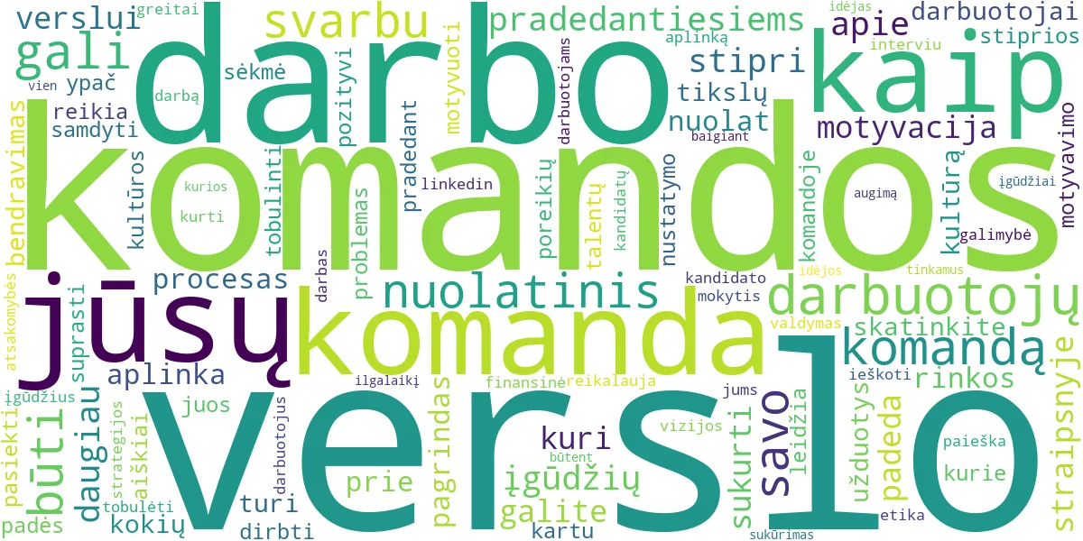 Word cloud for article: Stiprios Verslo Komandos Sukūrimas Pradedantiesiems