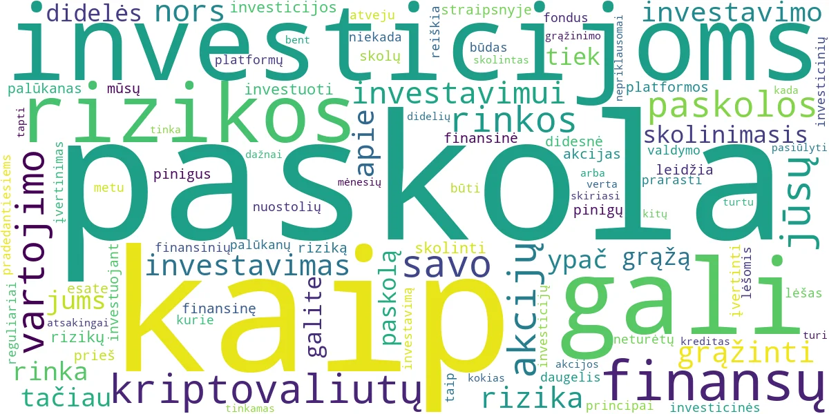 Word cloud for article: Vartojimo Paskola Investavimui: Akcijos, Kriptovaliuta ir Rizikos Įvertinimas